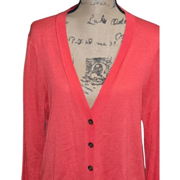 Loft Wool Blend Women's Coral Buttoned Cardigan Sweater Size XL - Picture 2 of 8